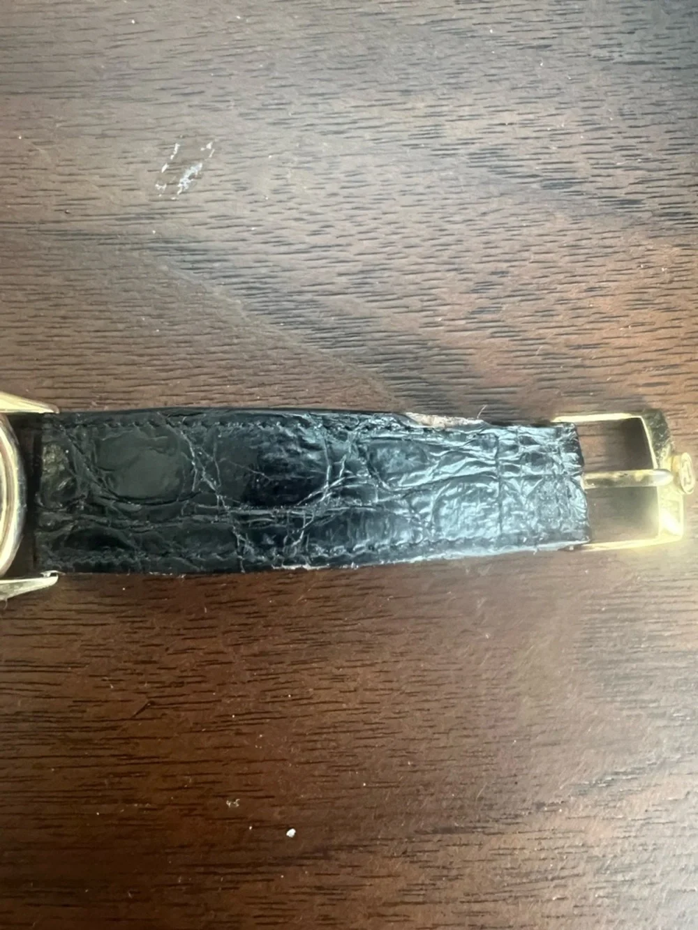 1980’s Vintage Tiffany & Co. Concord Gold Watch with Black Leather Strap
